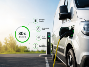 Electric van charging at 80%
